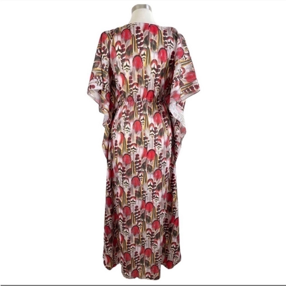 TRAFFIC PEOPLE Feather Print Caftan Maxi size XS - Picture 8 of 9